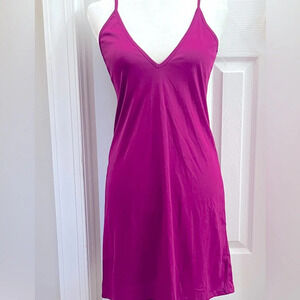 Nordstrom V Neck Mini Slip Dress Womens XS Pink Purple‎ Stretchy NWOT Adjustable